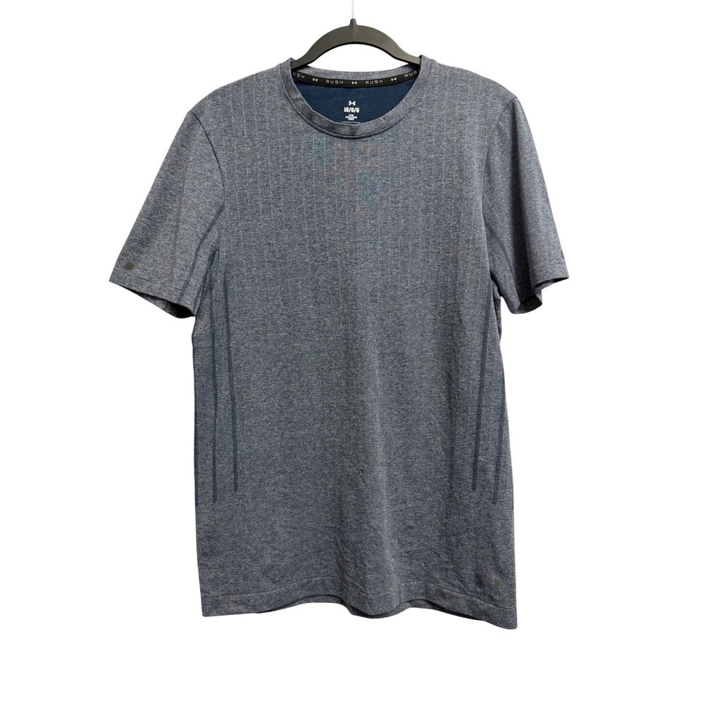 Under Armour Rush Fitted Seamless Training Shirt Mens Large Blue Heather Gym Tee